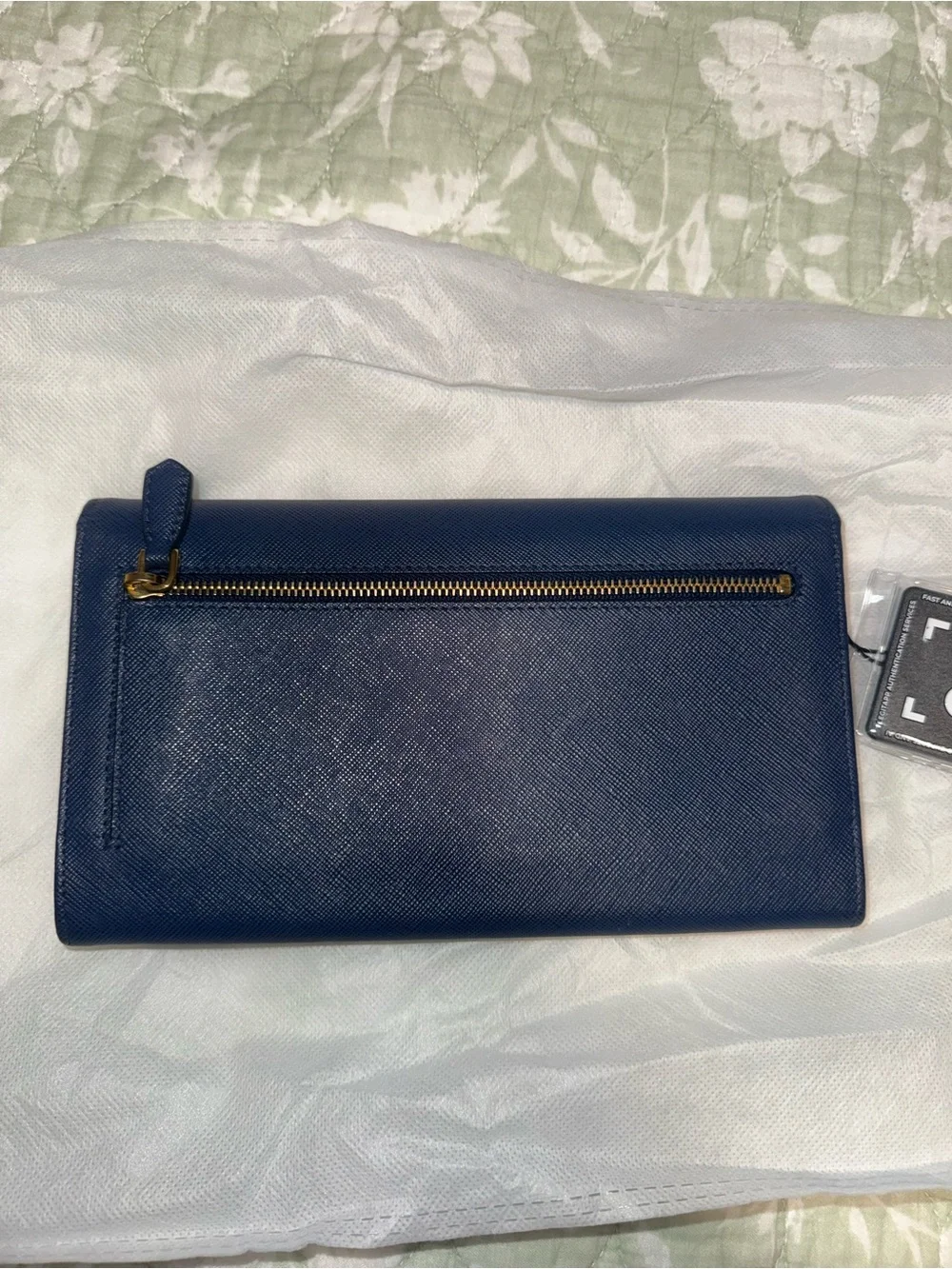 Prada Blue and Gold continental wallet
